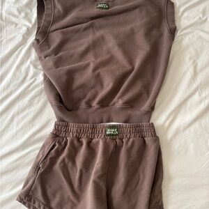 Daily Drills Mocha Set | V-Neck Crew and Super Shorts | M/L